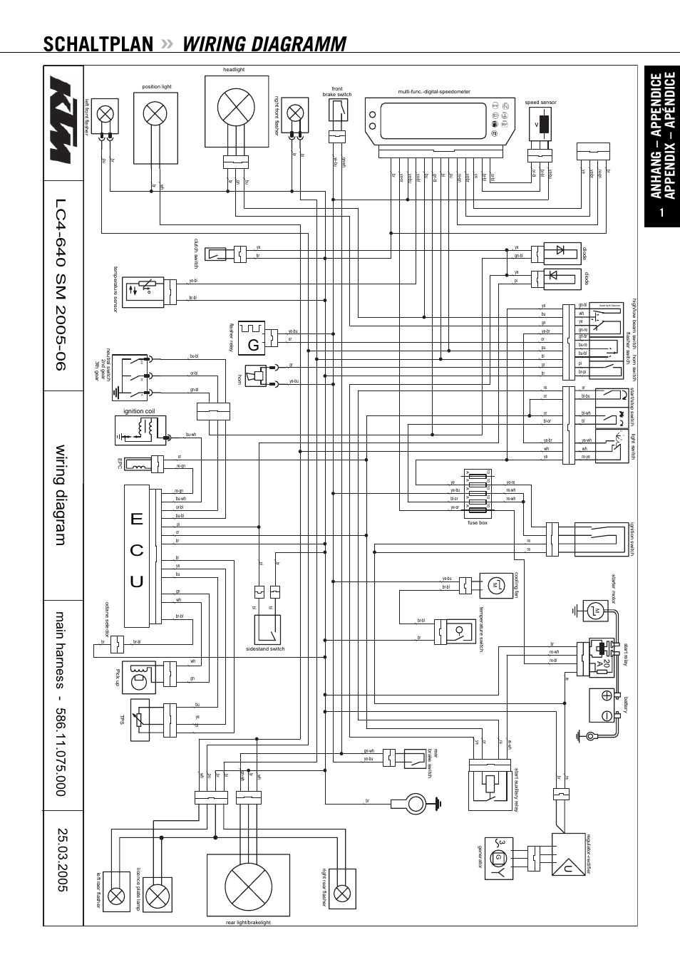 Schaltplan, Wiring diagramm, Mar g ai d g ni ri w | Ec u, Anhang – appendice appendix – apéndice | KTM ENDURO 640 LC4 User Manual | Page 54 / 60