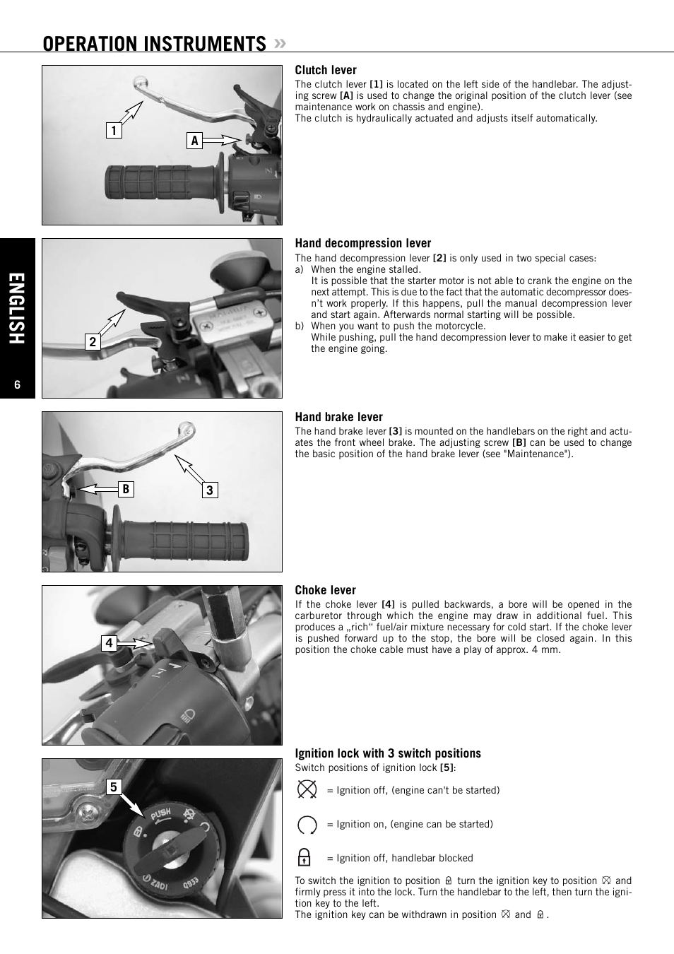 English, Operation instruments | KTM ENDURO 640 LC4 User Manual | Page 7 / 60