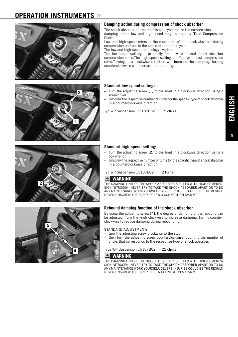 English, Operation instruments | KTM 85SX User Manual | Page 10 / 42