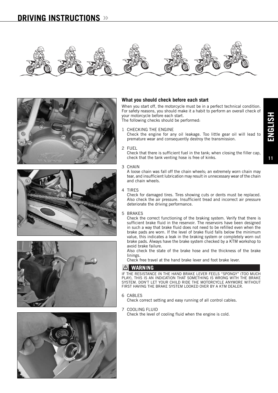 English, Driving instructions | KTM 85SX User Manual | Page 12 / 42