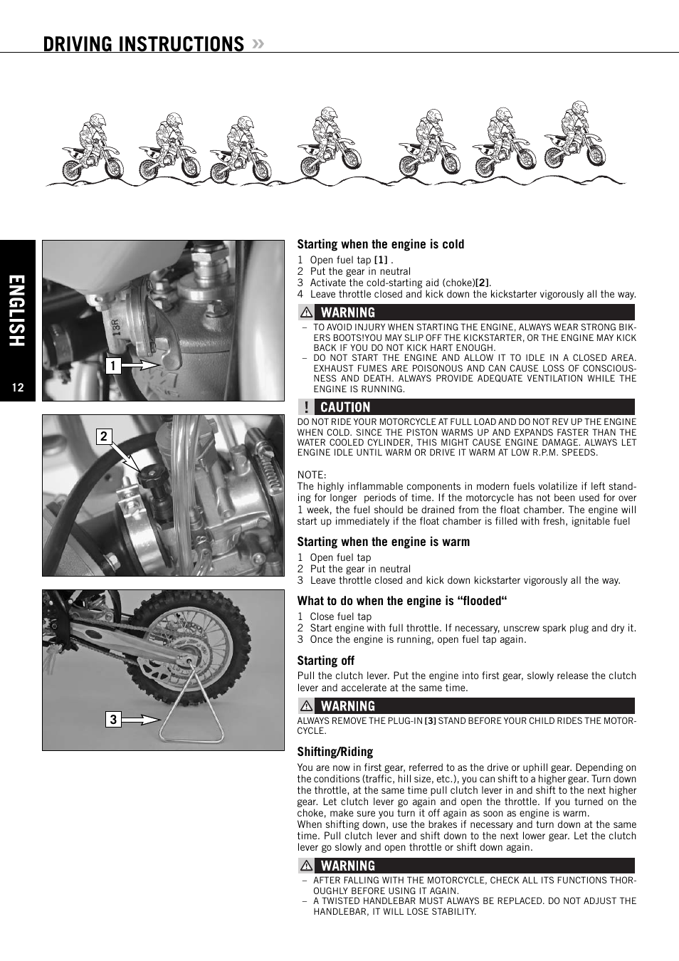 English, Driving instructions | KTM 85SX User Manual | Page 13 / 42