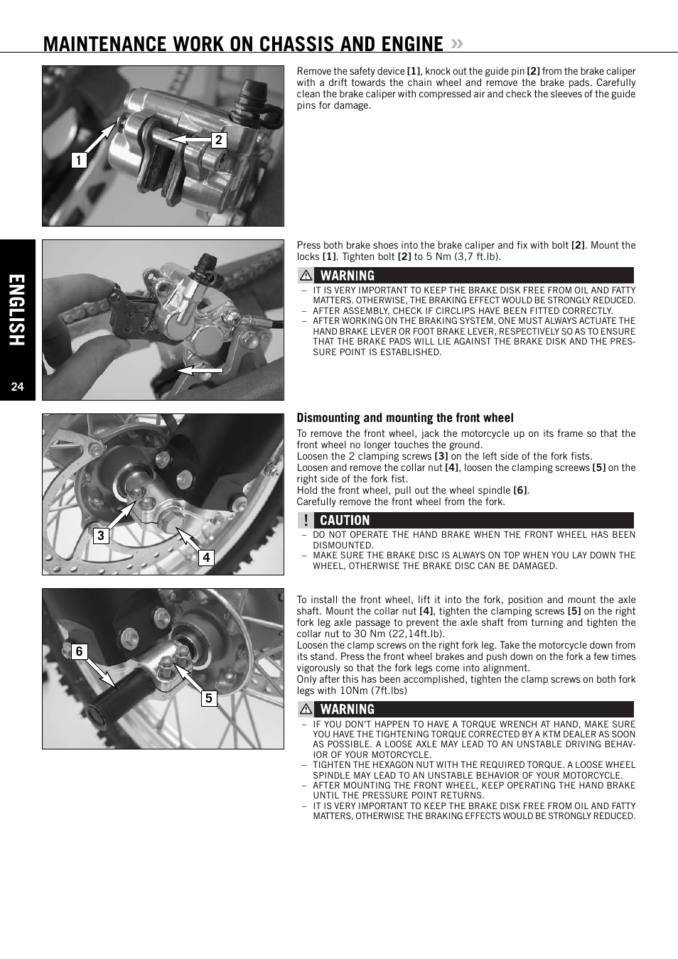 English, Maintenance work on chassis and engine | KTM 85SX User Manual | Page 25 / 42