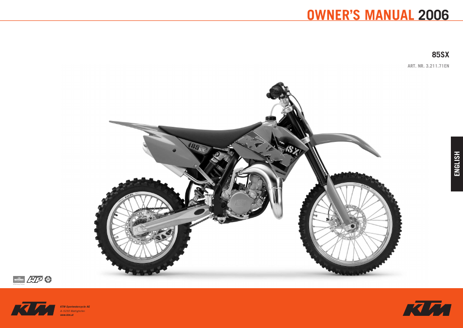 Owner’s manual 2006 | KTM 85SX User Manual | Page 42 / 42