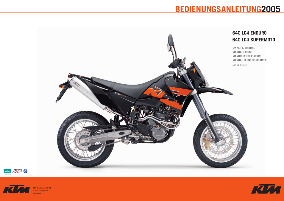 KTM ENDURO SUPERMOTO 640 LC4 User Manual | 60 pages