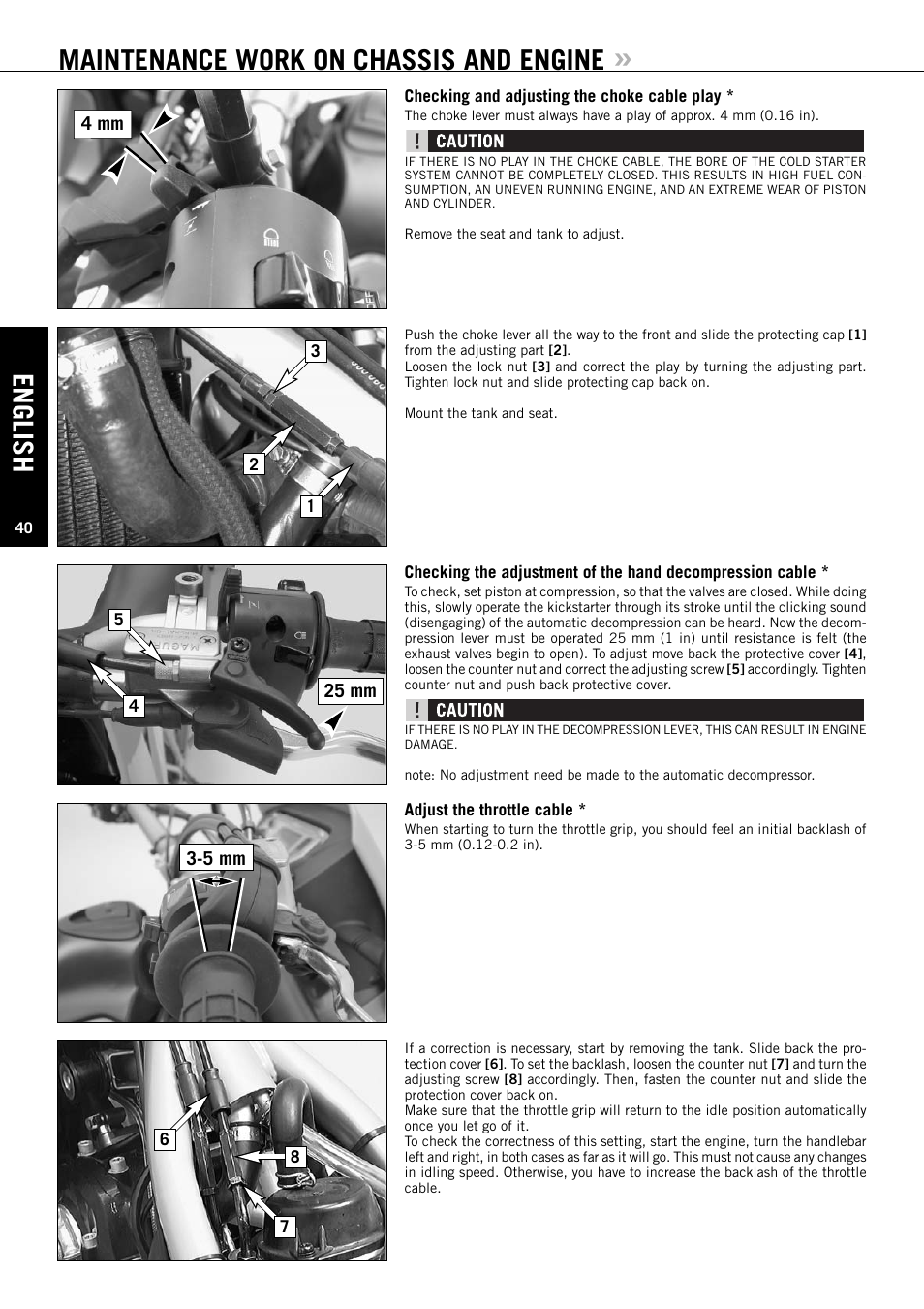 English, Maintenance work on chassis and engine | KTM ENDURO SUPERMOTO 640 LC4 User Manual | Page 41 / 60