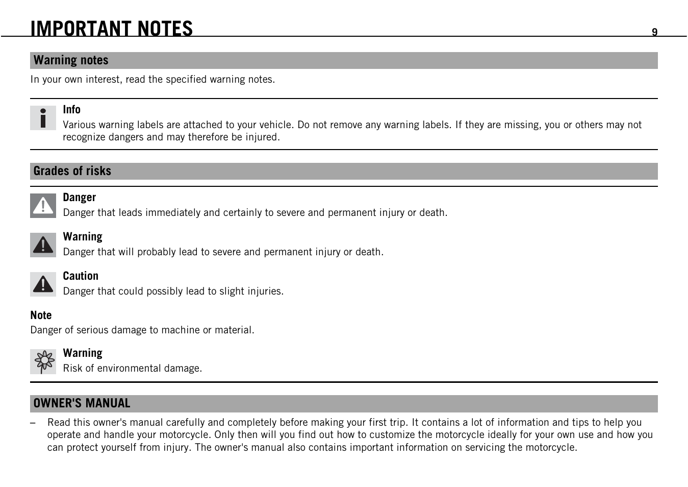 KTM Supermoto 690 User Manual | Page 11 / 165
