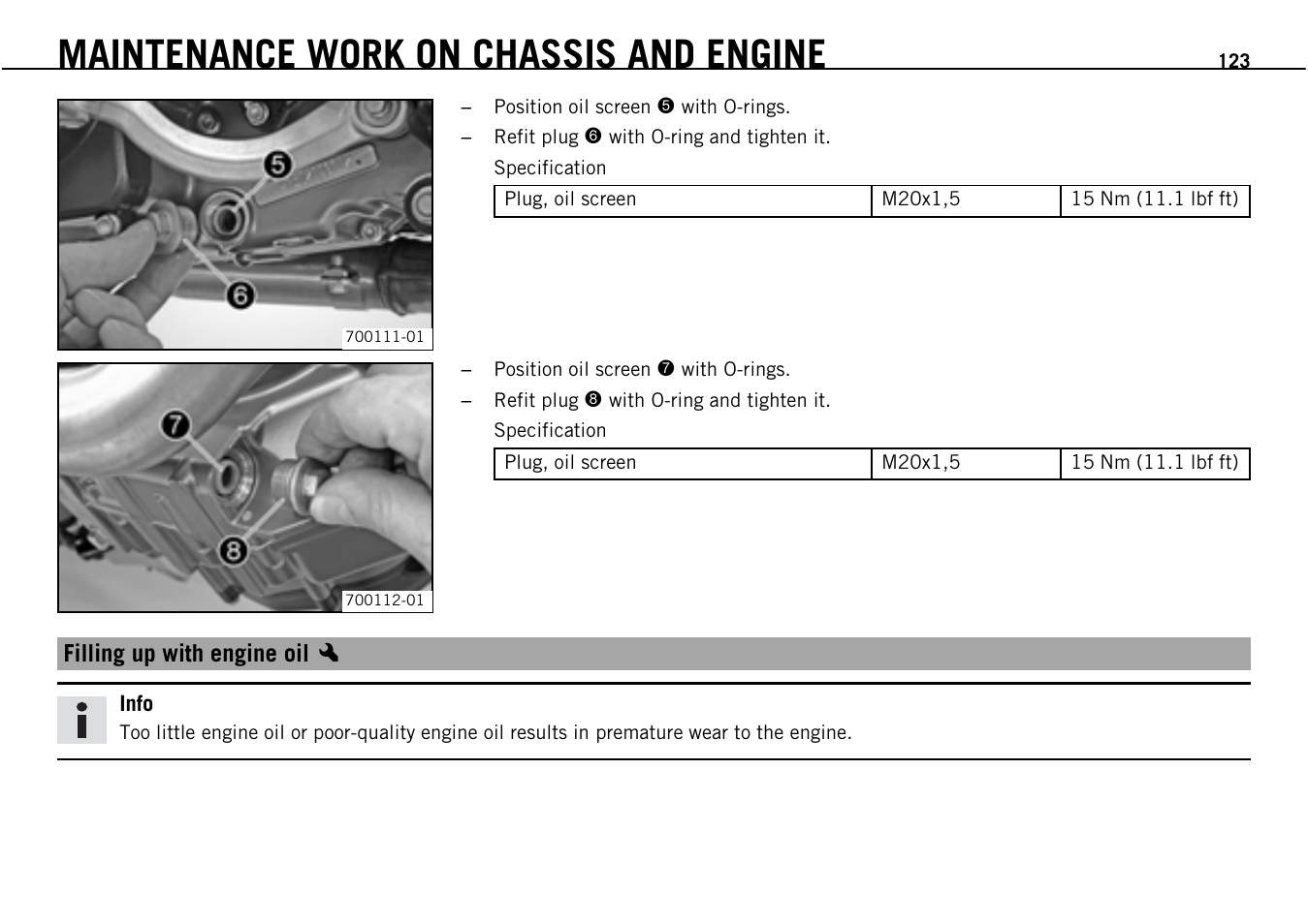 Maintenance work on chassis and engine | KTM Supermoto 690 User Manual | Page 125 / 165