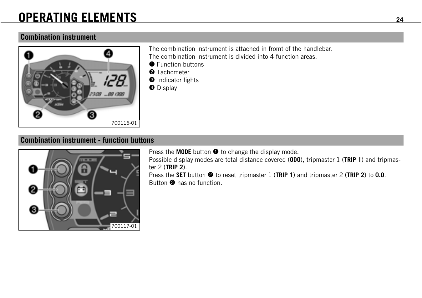 Operating elements | KTM Supermoto 690 User Manual | Page 26 / 165