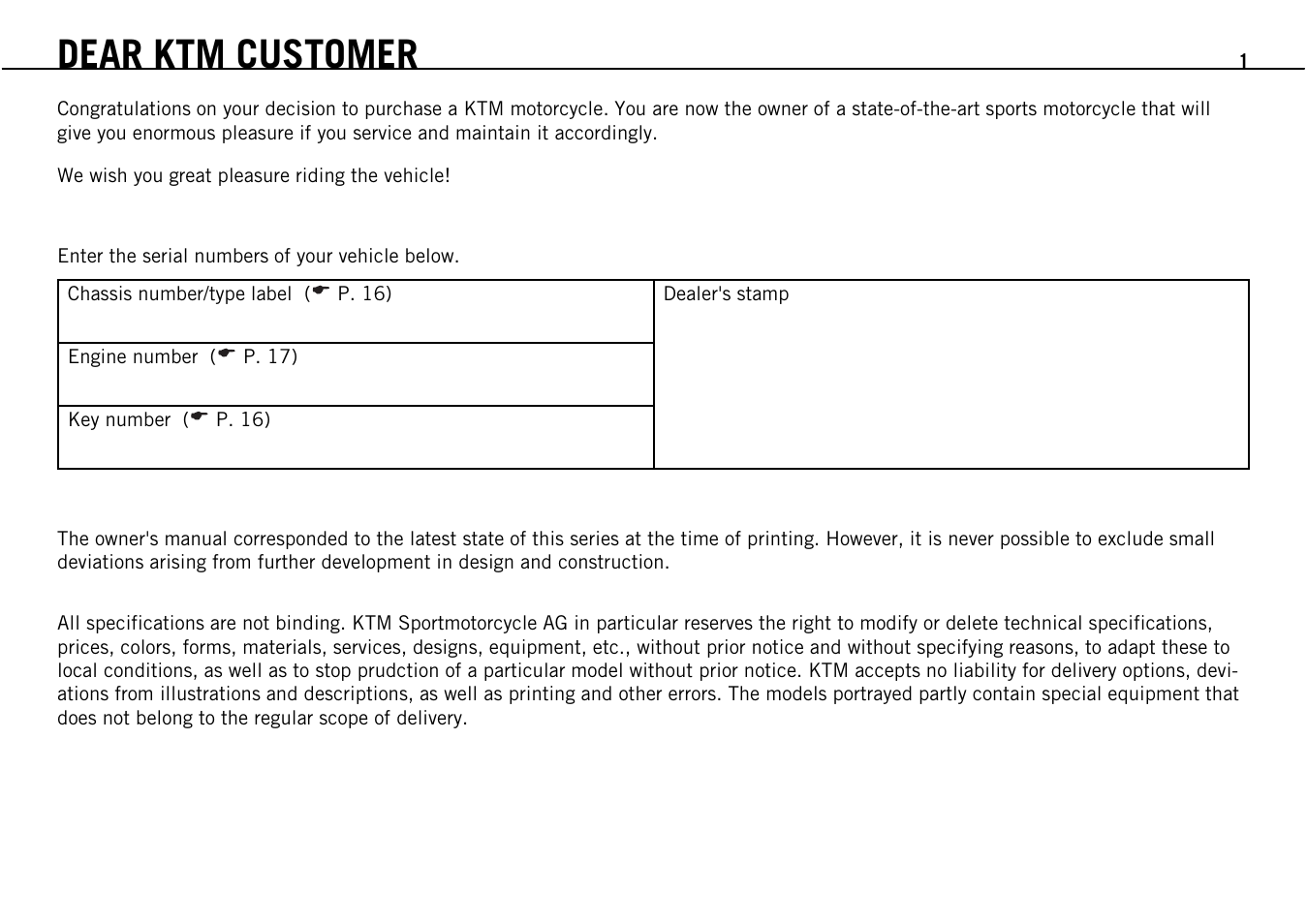 Dear ktm customer | KTM Supermoto 690 User Manual | Page 3 / 165
