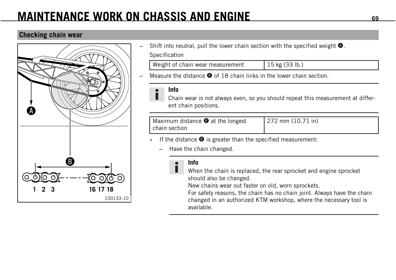 Amaintenance work on chassis and engine | KTM Supermoto 690 User Manual | Page 71 / 165