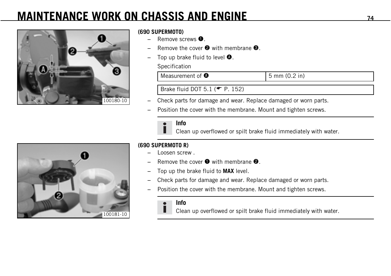 Maintenance work on chassis and engine | KTM Supermoto 690 User Manual | Page 76 / 165