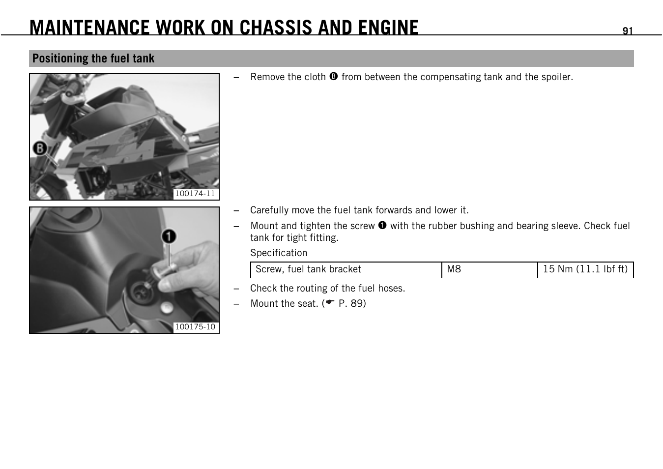 Maintenance work on chassis and engine | KTM Supermoto 690 User Manual | Page 93 / 165