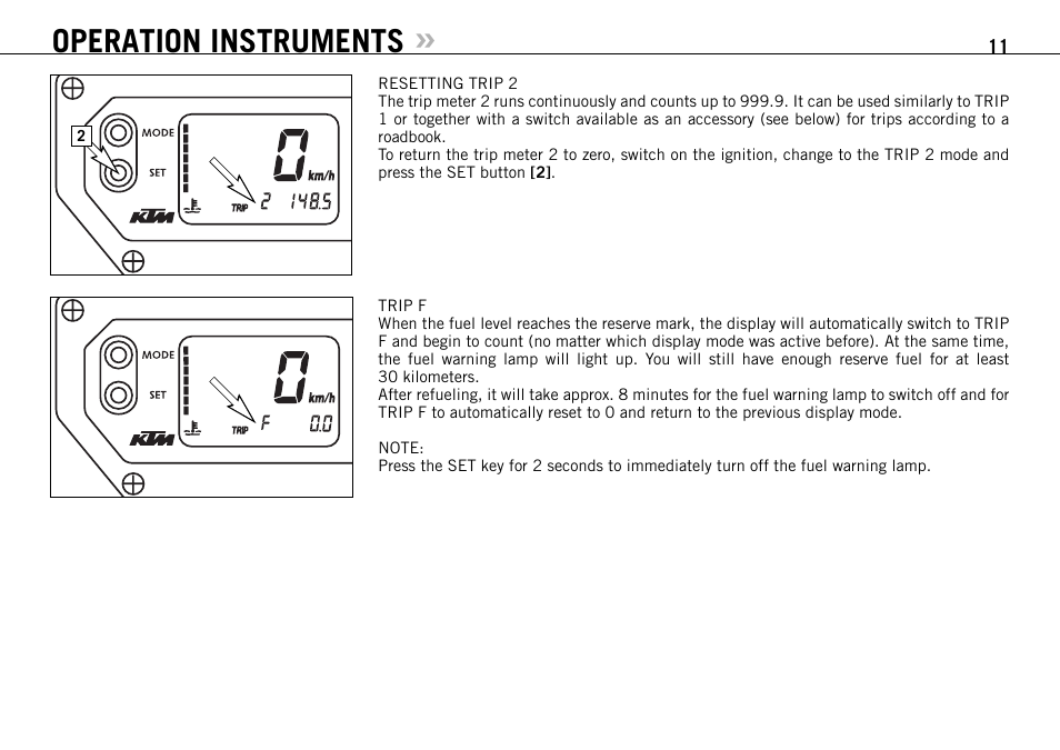 Operation instruments | KTM 950 SUPERMOTO User Manual | Page 12 / 90