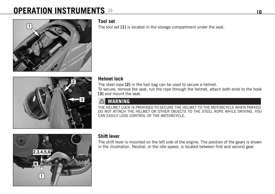 Operation instruments | KTM 950 SUPERMOTO User Manual | Page 17 / 90
