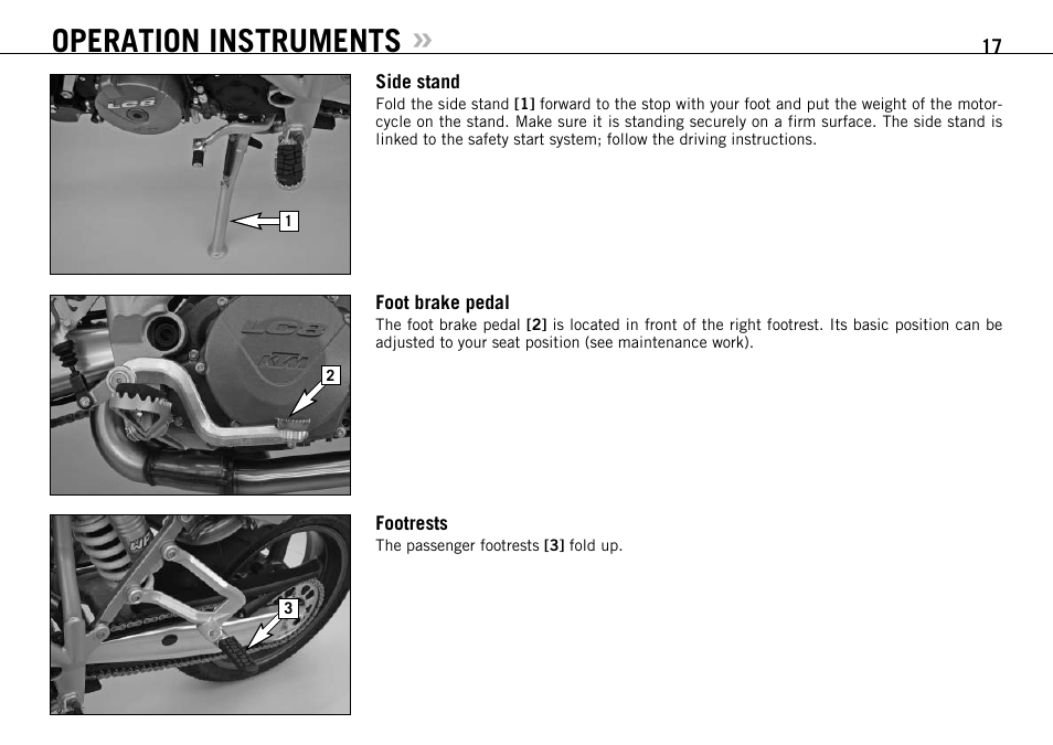 Operation instruments | KTM 950 SUPERMOTO User Manual | Page 18 / 90