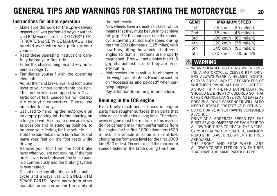 KTM 950 SUPERMOTO User Manual | Page 21 / 90
