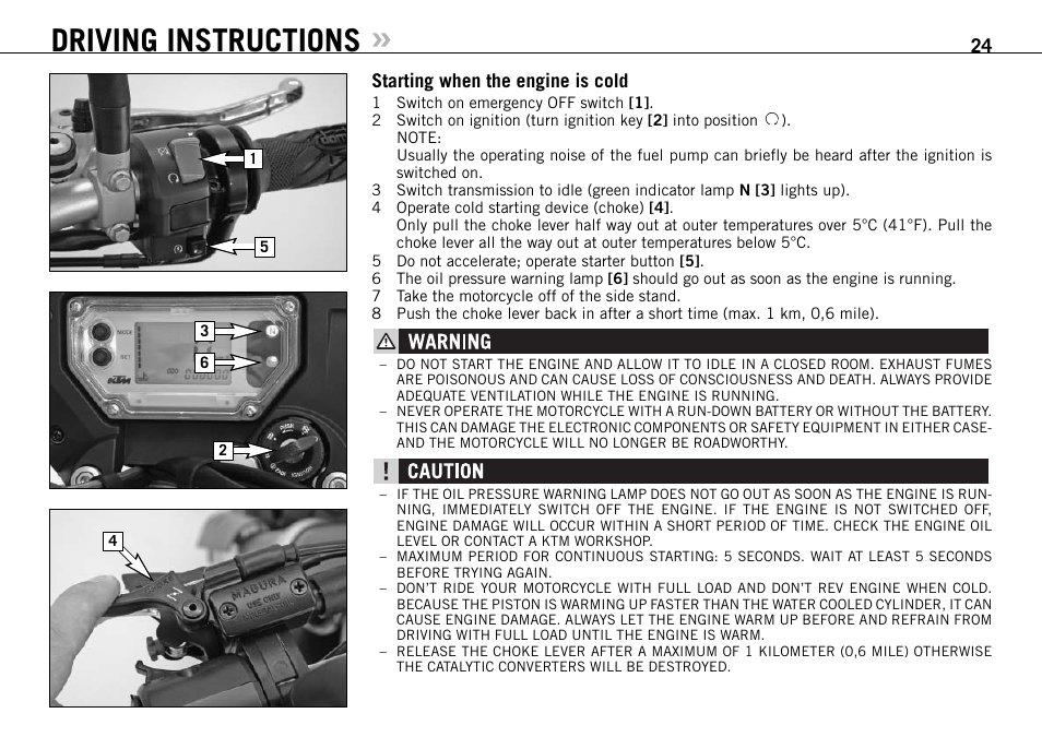 Driving instructions | KTM 950 SUPERMOTO User Manual | Page 25 / 90