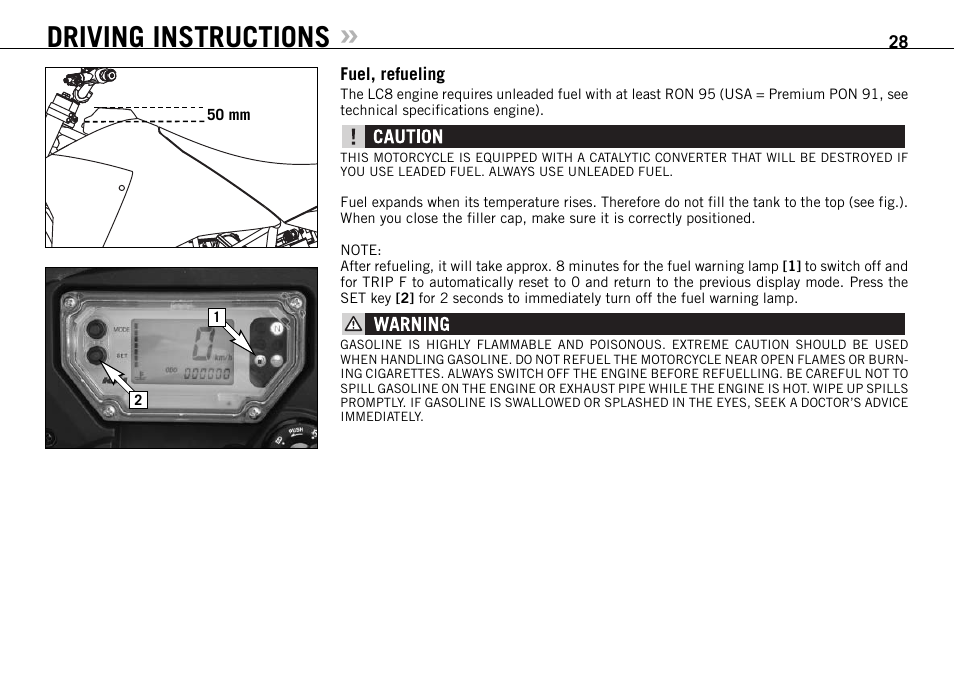 Driving instructions | KTM 950 SUPERMOTO User Manual | Page 29 / 90