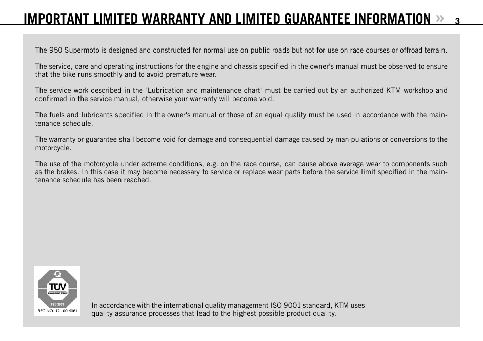 KTM 950 SUPERMOTO User Manual | Page 4 / 90