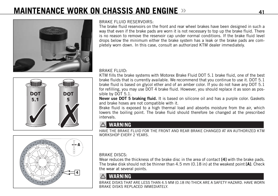 Maintenance work on chassis and engine | KTM 950 SUPERMOTO User Manual | Page 42 / 90