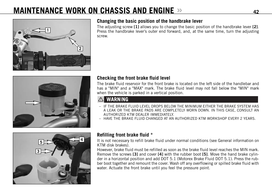 Maintenance work on chassis and engine | KTM 950 SUPERMOTO User Manual | Page 43 / 90