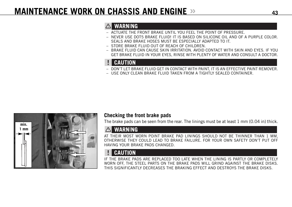 Maintenance work on chassis and engine | KTM 950 SUPERMOTO User Manual | Page 44 / 90