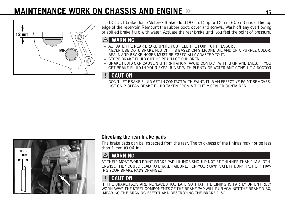 Maintenance work on chassis and engine | KTM 950 SUPERMOTO User Manual | Page 46 / 90