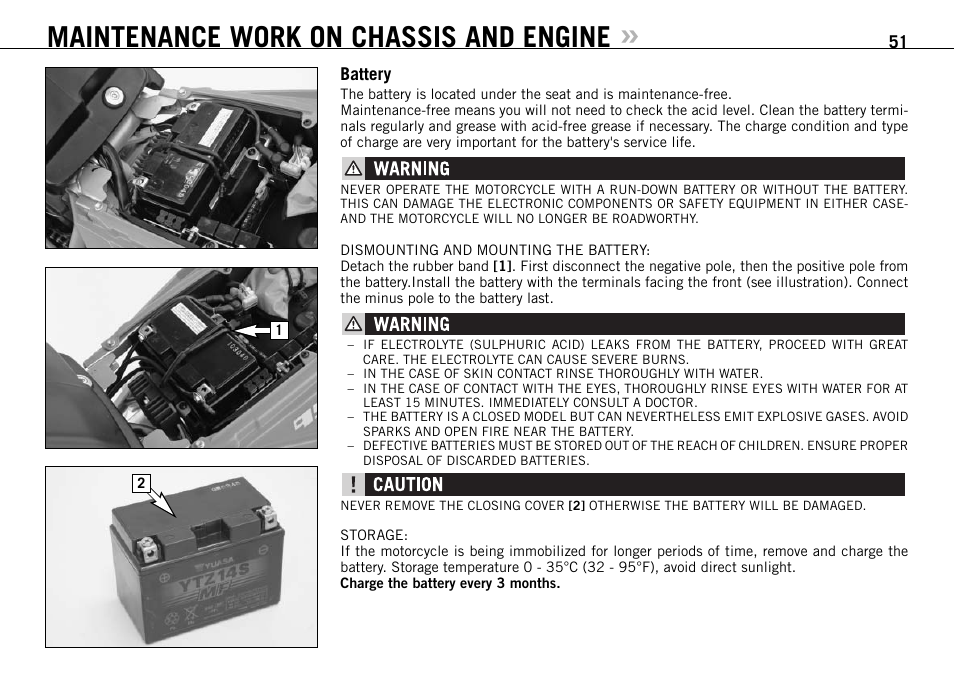 Maintenance work on chassis and engine | KTM 950 SUPERMOTO User Manual | Page 52 / 90