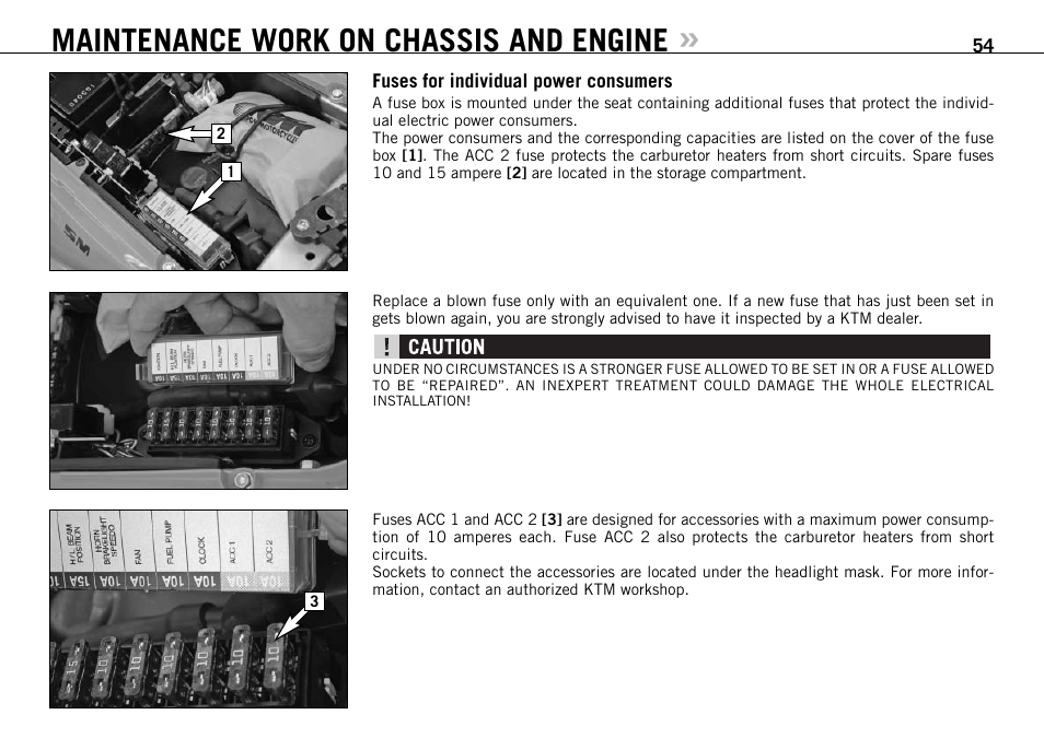 Maintenance work on chassis and engine | KTM 950 SUPERMOTO User Manual | Page 55 / 90