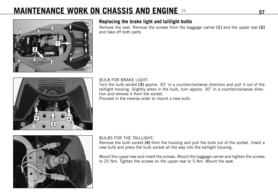 Maintenance work on chassis and engine | KTM 950 SUPERMOTO User Manual | Page 58 / 90