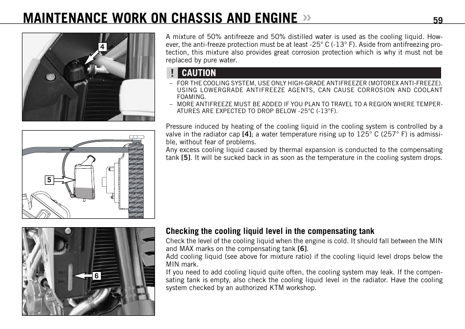 Maintenance work on chassis and engine | KTM 950 SUPERMOTO User Manual | Page 60 / 90