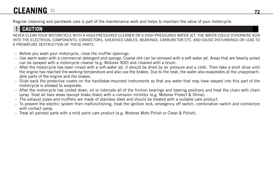 Cleaning | KTM 950 SUPERMOTO User Manual | Page 73 / 90