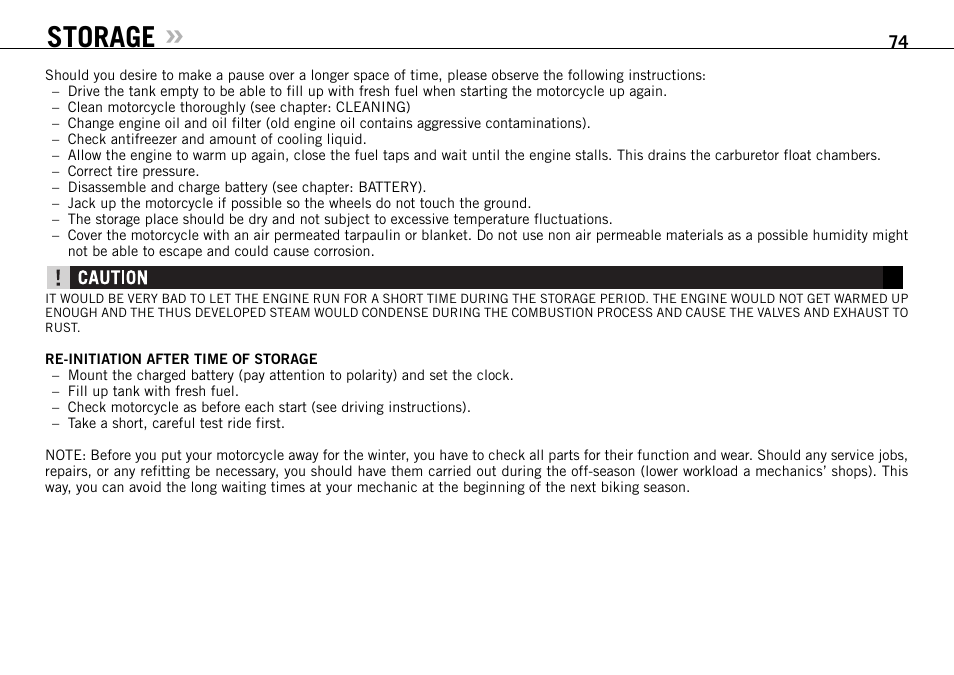 Storage | KTM 950 SUPERMOTO User Manual | Page 75 / 90