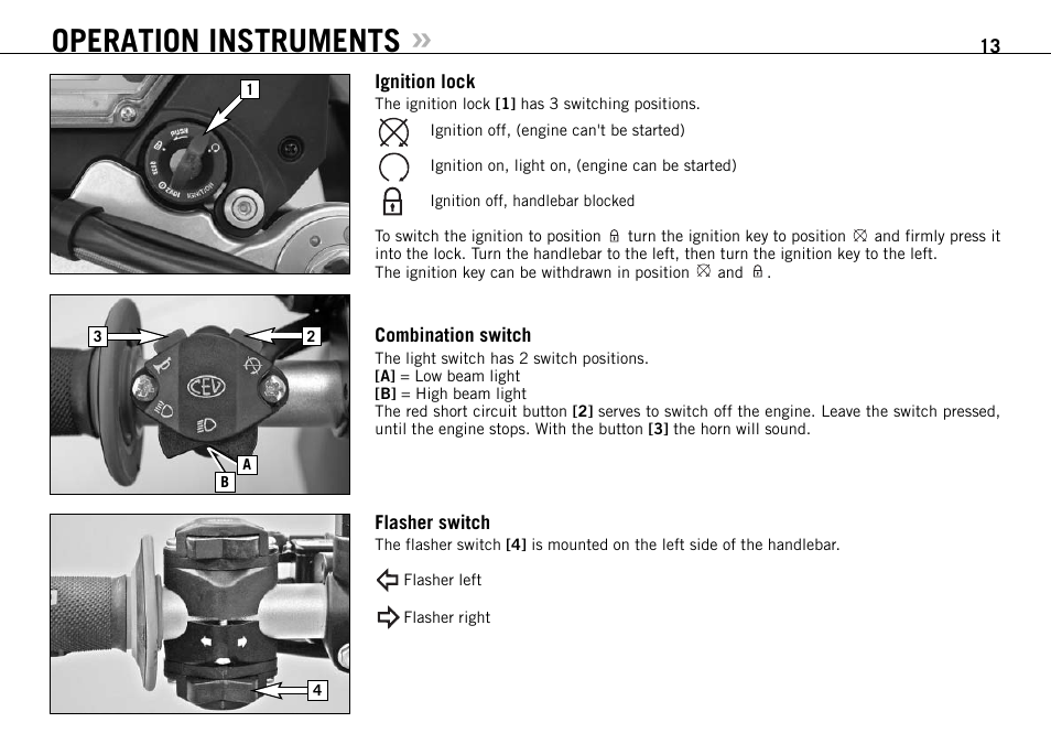 Operation instruments | KTM 950 User Manual | Page 14 / 86