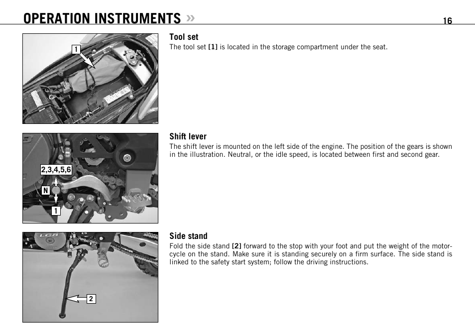 Operation instruments | KTM 950 User Manual | Page 17 / 86