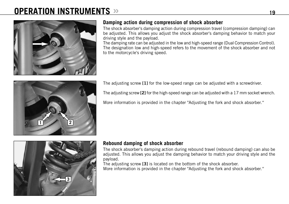 Operation instruments | KTM 950 User Manual | Page 20 / 86