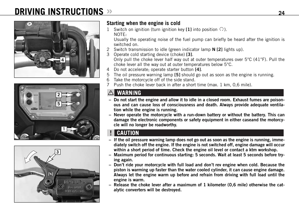 Driving instructions | KTM 950 User Manual | Page 25 / 86