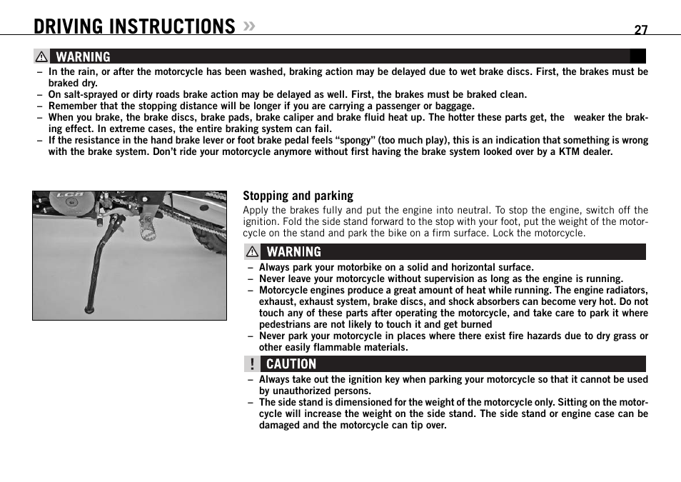 Driving instructions | KTM 950 User Manual | Page 28 / 86