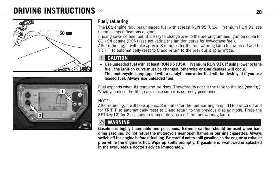 Driving instructions | KTM 950 User Manual | Page 29 / 86
