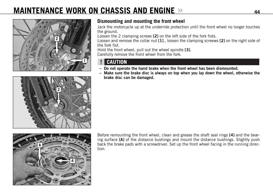 Maintenance work on chassis and engine | KTM 950 User Manual | Page 45 / 86