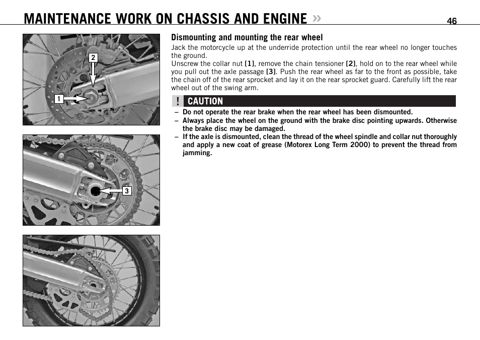 Maintenance work on chassis and engine | KTM 950 User Manual | Page 47 / 86