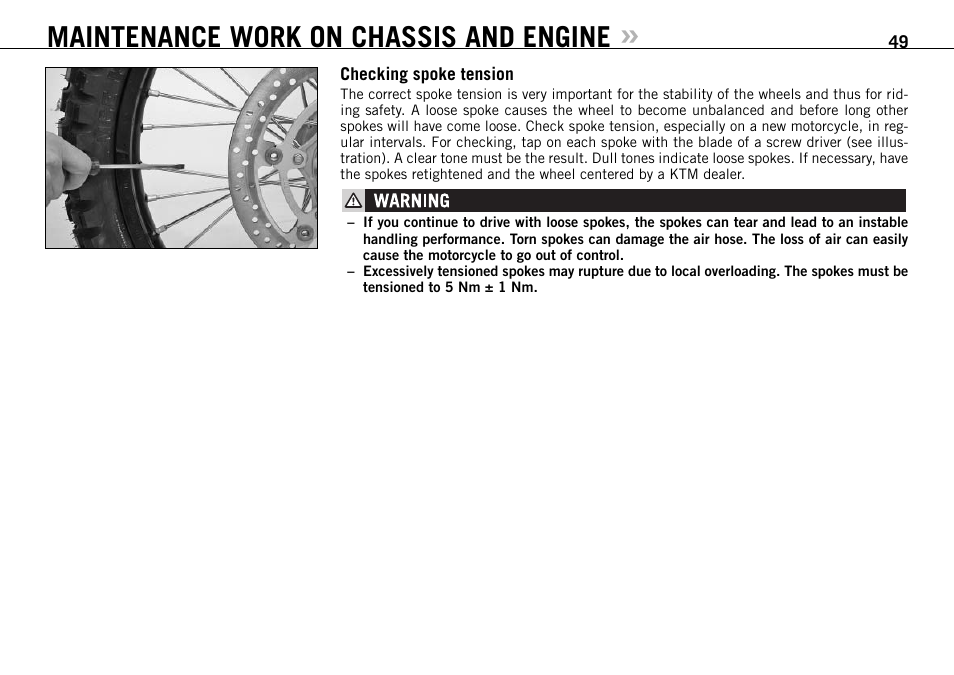 Maintenance work on chassis and engine | KTM 950 User Manual | Page 50 / 86