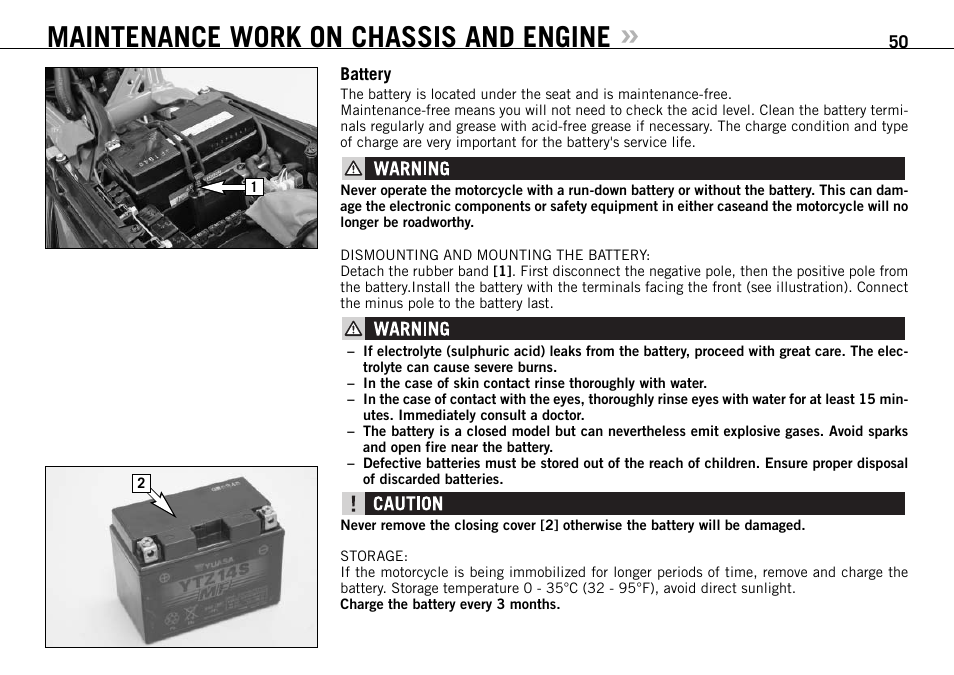 Maintenance work on chassis and engine | KTM 950 User Manual | Page 51 / 86