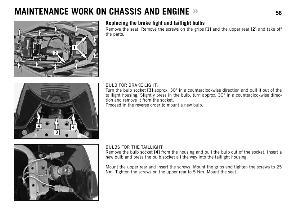 Maintenance work on chassis and engine | KTM 950 User Manual | Page 57 / 86