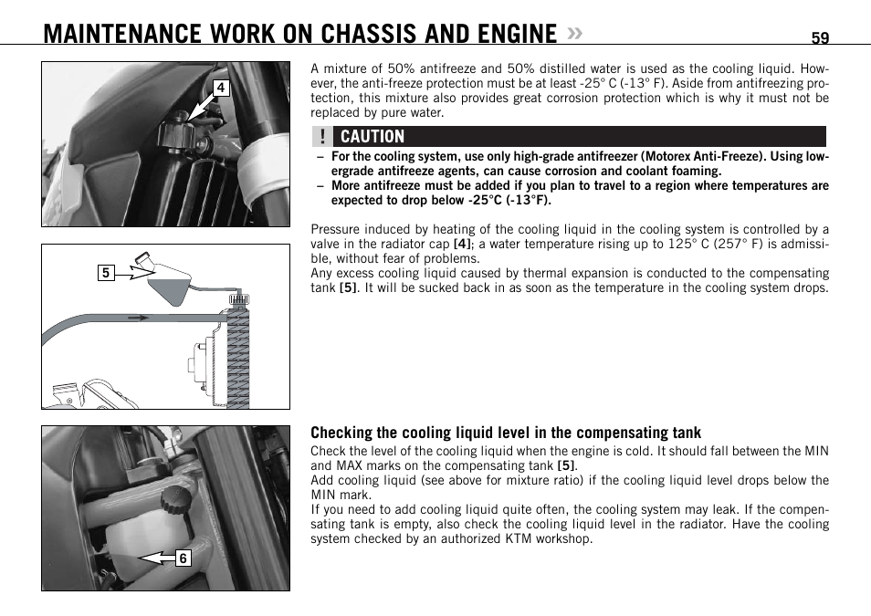 Maintenance work on chassis and engine | KTM 950 User Manual | Page 60 / 86