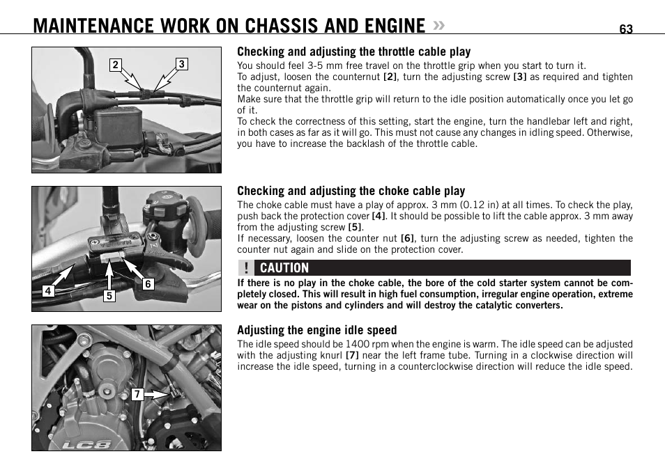 Maintenance work on chassis and engine | KTM 950 User Manual | Page 64 / 86