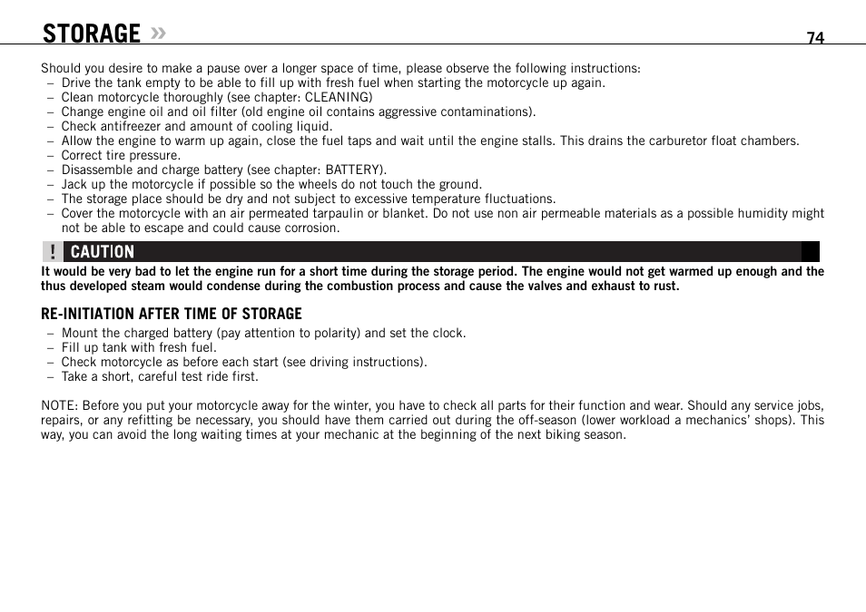 Storage | KTM 950 User Manual | Page 75 / 86