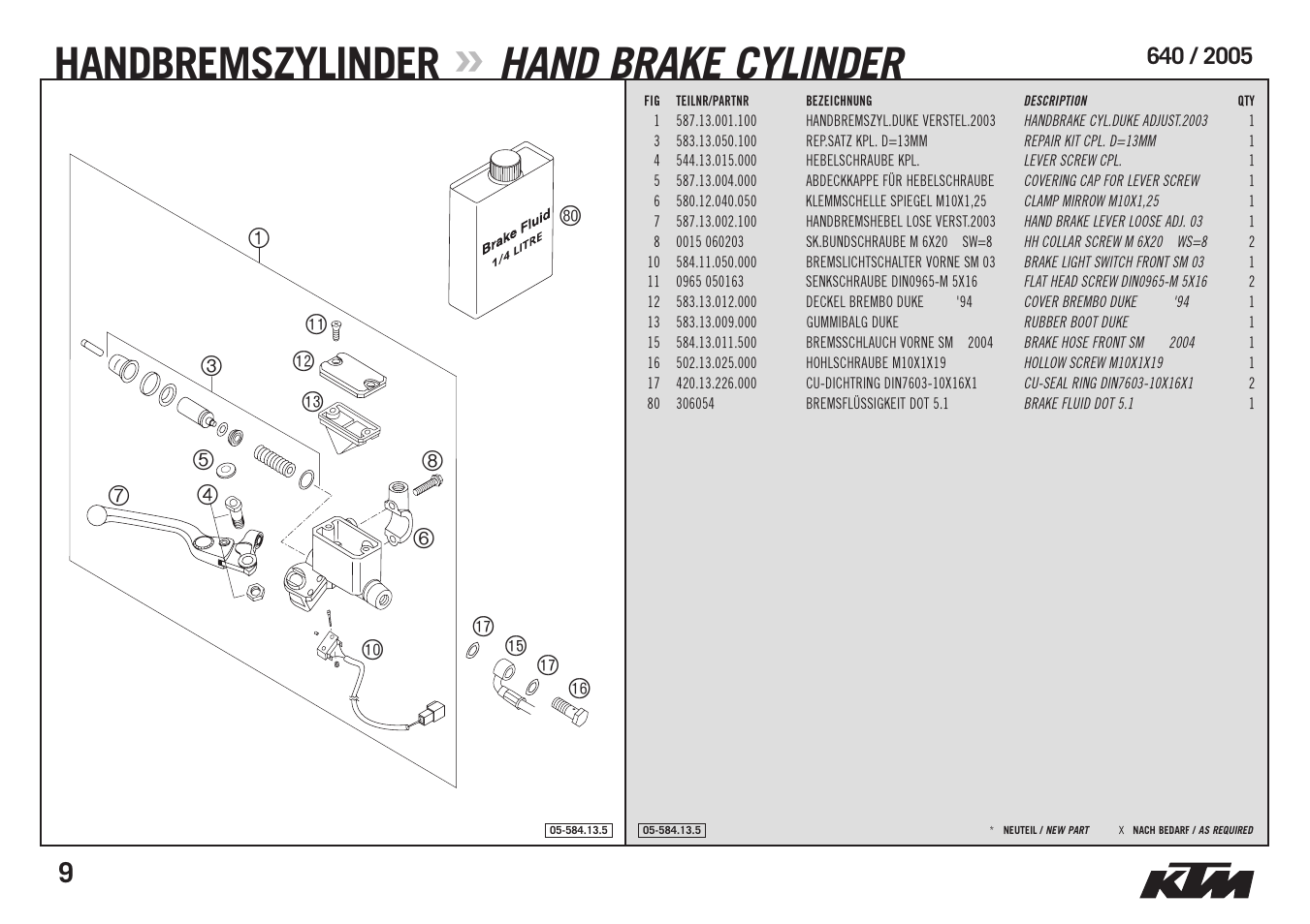 Handbremszylinder, Hand brake cylinder | KTM Supermoto 640 LC4 User Manual | Page 11 / 40