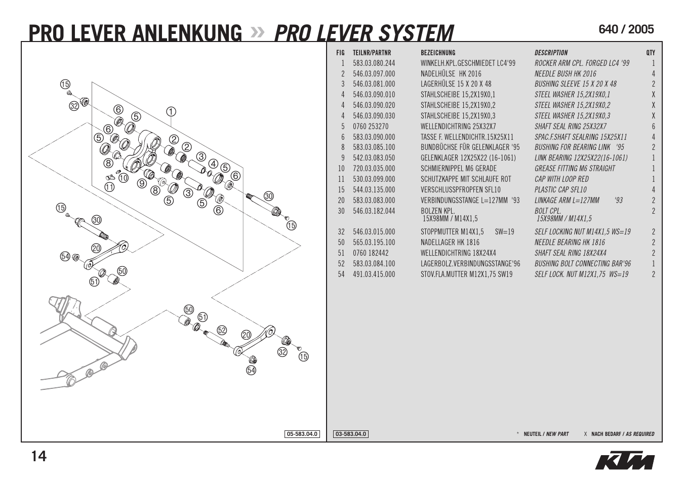 Pro lever anlenkung, Pro lever system, Fk fl | KTM Supermoto 640 LC4 User Manual | Page 16 / 40