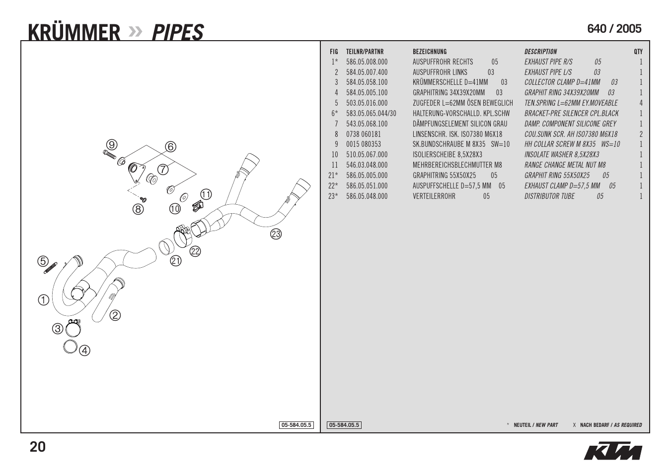 Krümmer, Pipes | KTM Supermoto 640 LC4 User Manual | Page 22 / 40